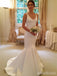 Elegant  V-neck Straps Mermaid Long Wedding Dresses, WD3108