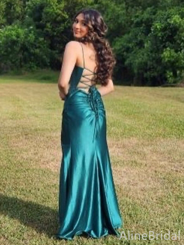 Elegant Emerald Green Sweetheart Corset Mermaid Long Prom Dress with Slit, PD38079