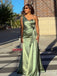 Elegant One Shoulder Pleated Side Slit Mermaid Long Prom Dress, PD38101