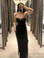 Elegant V-neck Spaghetti Strap Black Mermaid Long Prom Dress, Evening Dress, PD38120
