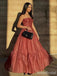Elegant Rust Strapless Corset A-line Long Prom Dress, Evening Gown, PD38122