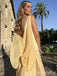 Unique Yellow V-neck A-line Long Prom Dress, Evening Dress, PD38130