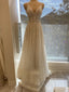 Sparkly White V-neck Spaghetti Strap A-line Long Prom Dress, Tulle Evening Gowns, PD38132