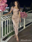 Elegant Champagne Square Mermaid Long Prom Dress, Evening Dress, PD38134
