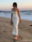 Elegant Ivory Spaghetti Strap Corset Mermaid Long Prom Dress,PD38136