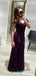 Elegant Dark Purple V-neck Ruffles Mermaid Long Prom Dress, PD38139