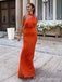 Unique Orange One Shoulder Mermaid Long Prom Dress, Evening Dress, PD38156