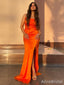 Elegant Orange Strapless Side Slit Memraid Long Prom Dress,PD38163