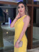 Elegant Yellow One Shoulder Mermaid Long Prom Dress with Cut-Out, PD38168