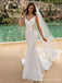 Romantic V-neck Mermaid Long Lace Wedding Dresses, WD3074