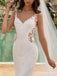 Romantic V-neck Mermaid Long Lace Wedding Dresses, WD3074