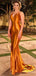 Sexy Orange V-neck Halter Mermaid Long Prom Dress, Evening Gown, PD381758