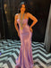 Elegant Purple Sweetheart Sheer Corset Mermaid Long Prom Dress,PD381798