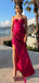 Elegant Hot Pink Sweetheart Spaghetti Strap Side Slit Mermaid Long Prom Dress,PD381815