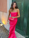 Elegant Hot Pink Strapless Mermaid Long Prom Dress,PD381816