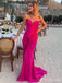 Elegant Hot Pink Sweetheart Strapless Mermaid Long Prom Dress with Front Twist,PD381825