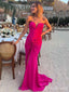 Elegant Hot Pink Sweetheart Strapless Mermaid Long Prom Dress with Front Twist,PD381825