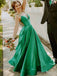 Gorgeous Green V-neck Spaghetti Strap Lace UP Back A-line Long Prom Dress,PD381840