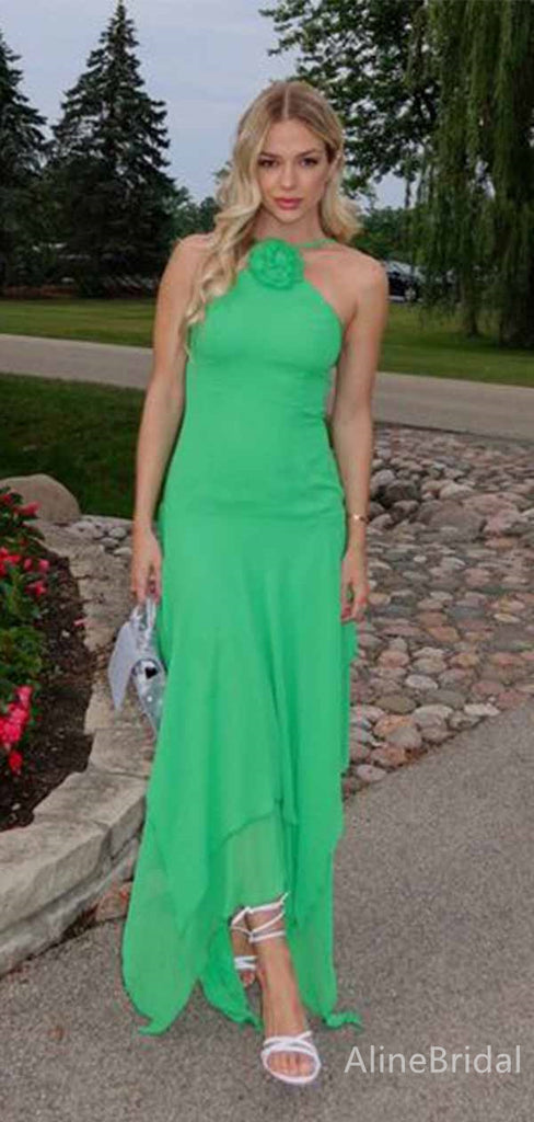 Unique Green Halter Mermaid Long Prom Dress, PD381847