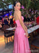Elegant Pink Strapless Split Side A-line Long Prom Dress, Evening Dress, PD381866