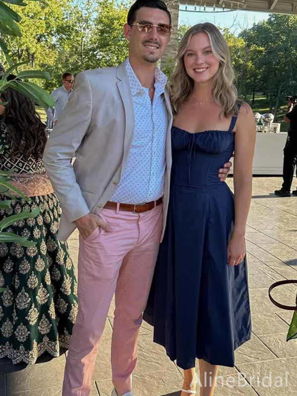 Elegant Dark Blue Sweetheart Corset A-line Long Prom Dress, Evening Dress, PD381899