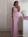 Sexy Soft Pink 3-D Floral One Shoulder Mermaid Long Prom Dress with Side Slit, PD381924