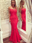 Gorgeous Red Sweetheart Spaghetti Strap Long Mermaid Lace Evening Dress, Prom Dress, PD381926