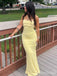 Soft Yellow Spaghetti Strap Long Mermaid Prom Dress, Evening Dress, PD381937