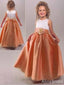 Elegant Orange A-line Long Flower Girl Dress with Bow, FGS174