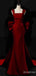 Stunning  Red Square Straps Long Mermaid Prom Dress with Bow Detailing, PD381956
