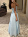 Complex Pinch Pleatd Baby Blue Strapless A-line Long Prom Dress, Evening Gowns,PD381984