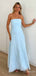 Complex Pinch Pleatd Baby Blue Strapless A-line Long Prom Dress, Evening Gowns,PD381984