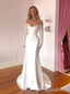 Elegant White V-neck Off-Shoulder Long Lace Sleeves Mermaid Long Wedding Dresses,WD3114
