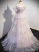 Sparkly Light Pink V-neck Off-the-Shoulder A-line Long Tiered Princess Ball Gown, PD381997
