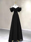 Elegant Black Off-the-Shoulder A-line Long Prom Dress,PD382005