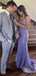 Sparkly Purple V-neck Spaghetti Strap Beading Long Mermaid Prom Dress, PD382012