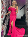 Elegant Hot Off the Shoulder Strapless Side Slit Mermaid Long Prom Dress, PD382020