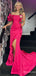 Elegant Hot Off the Shoulder Strapless Side Slit Mermaid Long Prom Dress, PD382020