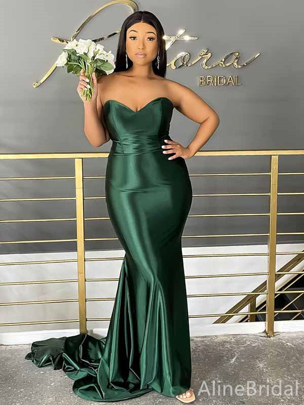 Elegant V-neck Emerald Green Mermaid Long Prom Dress, PD382046