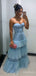 Gorgeous Light Blue Sweetheart A-line Layered Tulle Prom Dress, PD382058