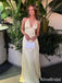 Simple Yellow V-neck Halter Long Mermaid Prom Dress, Evening Dress, PD382109