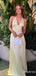 Simple Yellow V-neck Halter Long Mermaid Prom Dress, Evening Dress, PD382109