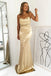 Elegant Champagne Gold Lace-Up Back Long Mermaid Prom Dress, Evening Dress, PD382111