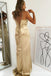 Elegant Champagne Gold Lace-Up Back Long Mermaid Prom Dress, Evening Dress, PD382111