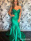 Elegant Green Strapless Long Mermaid Prom Dress with Striking Bow, Evening Dress, PD382113
