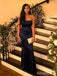 Elegant Dark Navy Strapless Long Mermaid Prom Dress, Evening Dress, PD382126