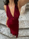 Gorgeous Burgundy Cowl Neck Mermaid Long Prom Dress,Evening Dress,PD382128