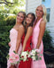 Elegant Pink V-neck Halter Backless Maxi Mermaid Prom Dress, Evening Dress, PD382137