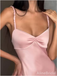Elegant Pink Spaghetti Strap Backless Mermaid Long Prom Dress, Evening Dress, PD382140