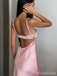 Elegant Pink Spaghetti Strap Backless Mermaid Long Prom Dress, Evening Dress, PD382140